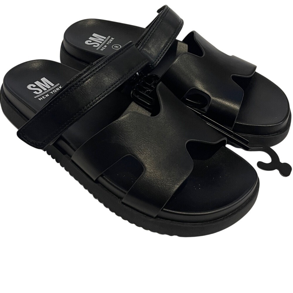 SM New York Steve Madden Black Platform Slide Sandals 8 NWOT
